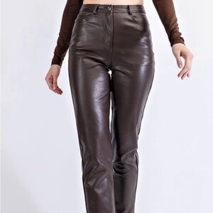 Edit By Nine Faux Leather Brown Pants sz M